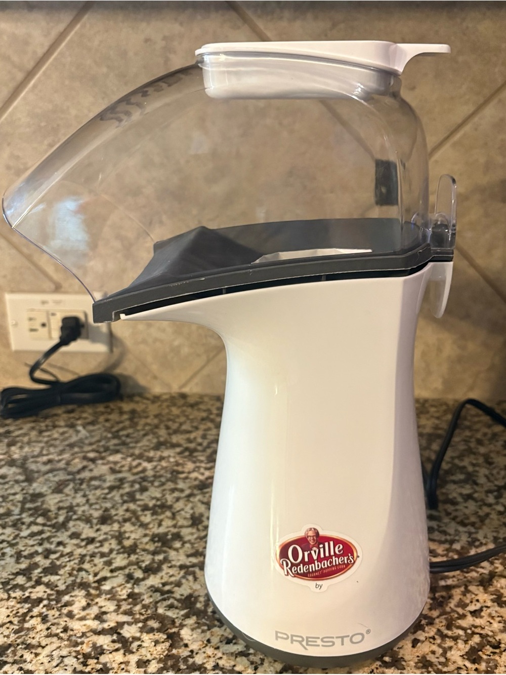 Presto White Hot Air Popcorn Maker with Orville Redenbacher Branding
